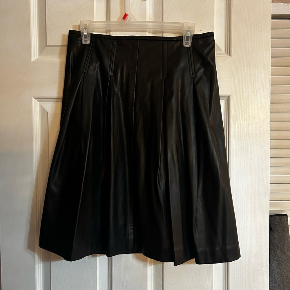 Calvin Klein Black A-Line Faux Leather Skirt